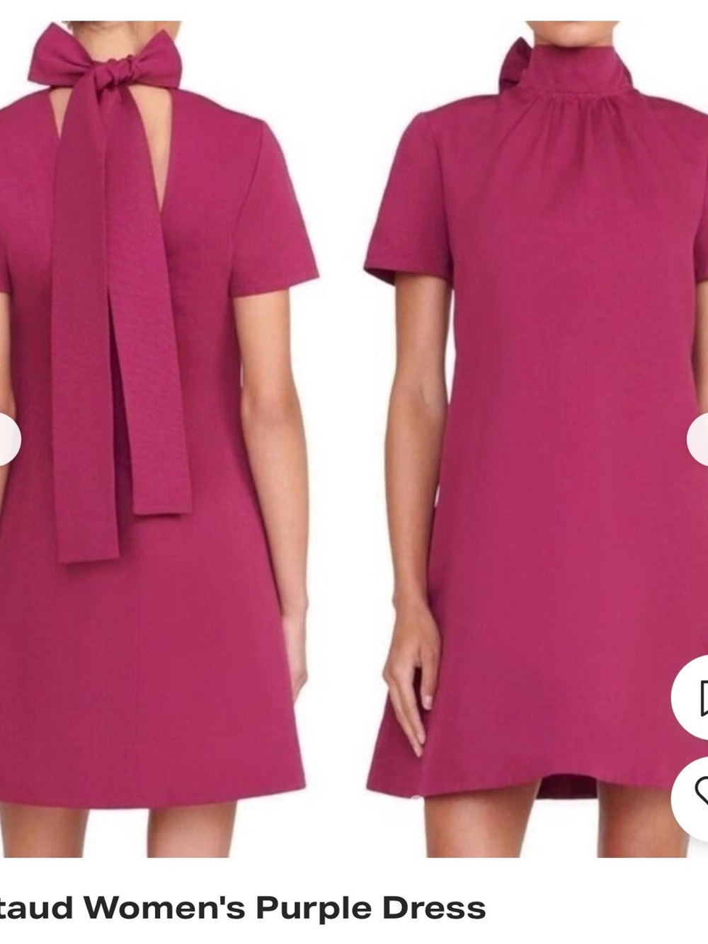 STAUD Magenta High-Neck Mini Dress with Back Tie